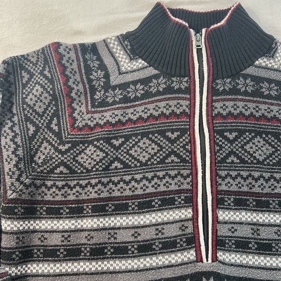 Eddie Bauer Women’s Fair Isle Zip Cardigan Size L Gray Winter Nordic Layers Ski - Picture 5 of 11
